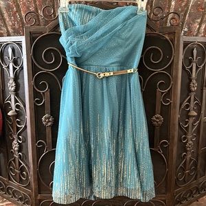 sparkly dress with gold belt